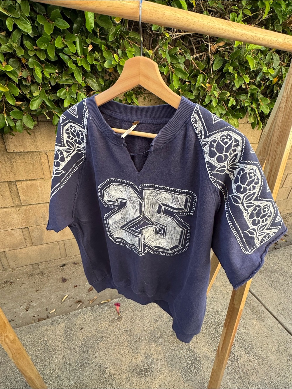 Free People ‘25’ short sleeve sweatshirt with white embroidery